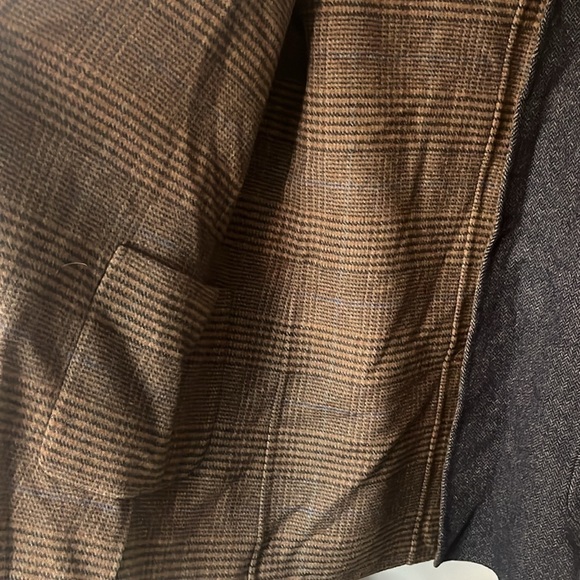 Max Mara Cucito A Mano NWT Midnight Blue Brown Chevron Galles Robe Jacket Sz 12 - Picture 9 of 16